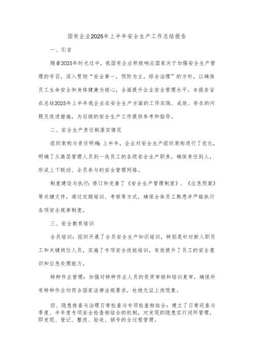 国有企业2025年上半年安全生产工作总结报告.docx