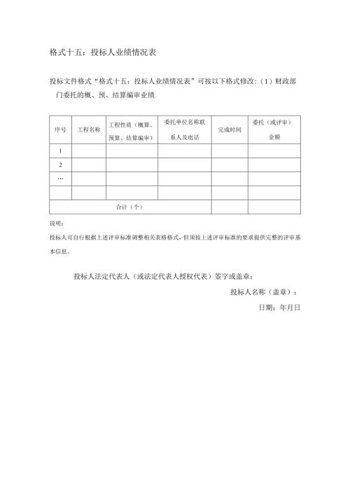 格式十五：投标人业绩情况表.docx