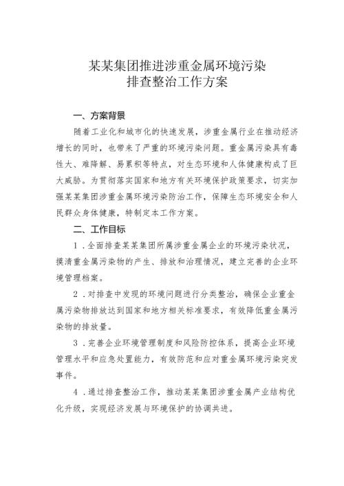 某某集团推进涉重金属环境污染排查整治工作方案.docx