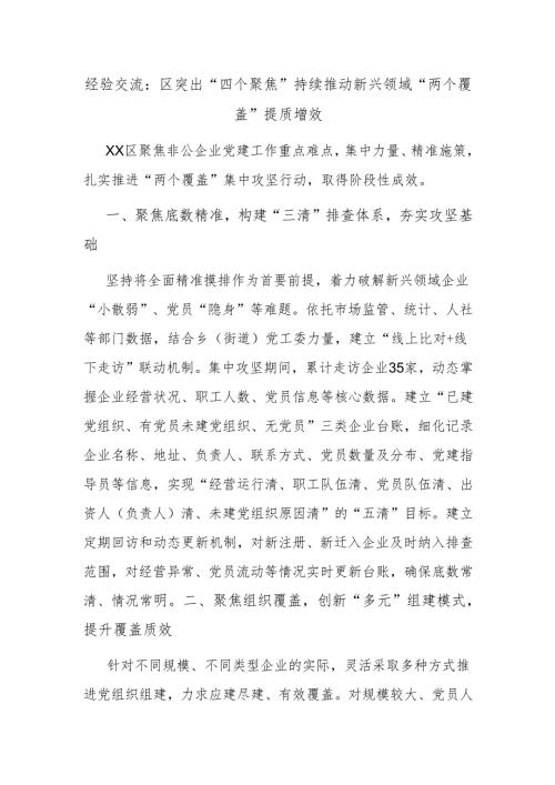 经验交流：区突出“四个聚焦”持续推动新兴领域“两个覆盖”提质增效.docx