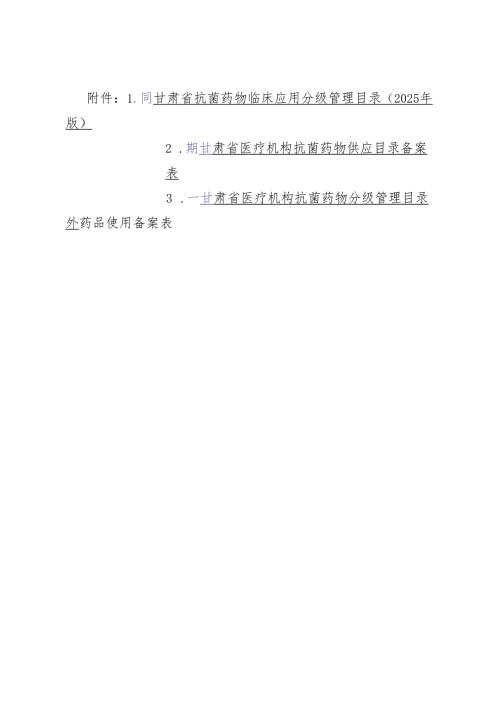 甘肃省抗菌药物临床应用分级管理目录（2025年版）、备案表.docx