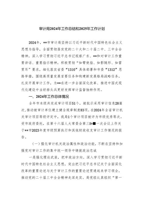 审计局2024年工作总结和2025年工作计划.docx