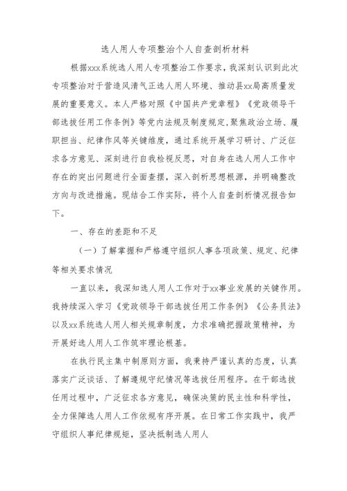选人用人专项整治个人自查剖析材料.docx