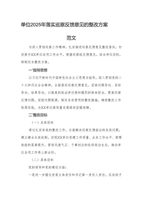 单位2025年落实巡察反馈意见的整改方案范文.docx
