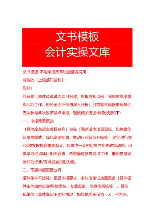 文书模板-不能申报改革试点情况说明.docx