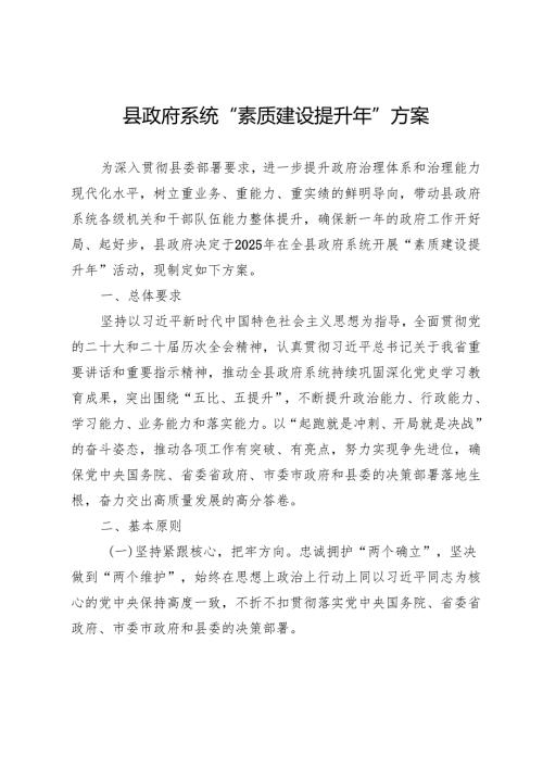 县政府系统“素质建设提升年”方案.docx