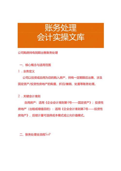公司购房持有到期出售账务处理.docx