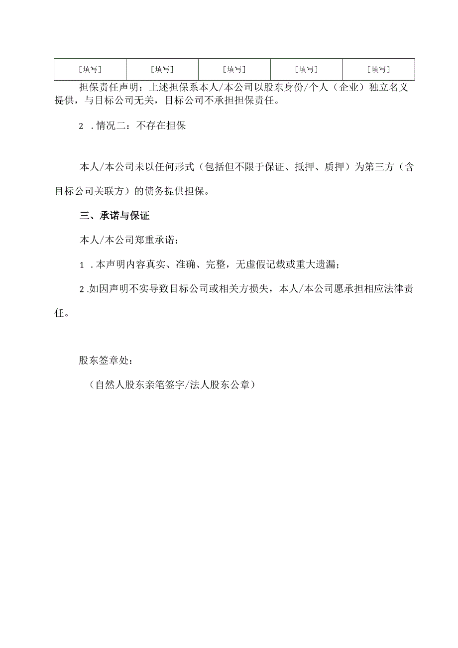 公司股东对债务清偿或债务担保情况的说明模板.docx_第2页