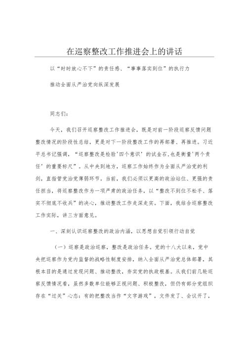 在巡察整改工作推进会上的讲话.docx