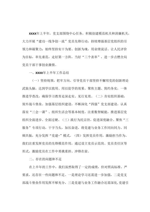 党支部XXXX年上半年工作总结暨下半年工作计划.docx
