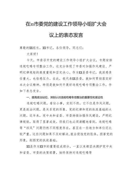 在市委党的建设工作领导小组扩大会议上的表态发言.docx