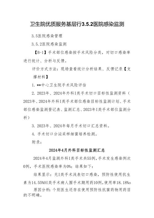卫生院优质服务基层行3.5.2 医院感染监测.docx