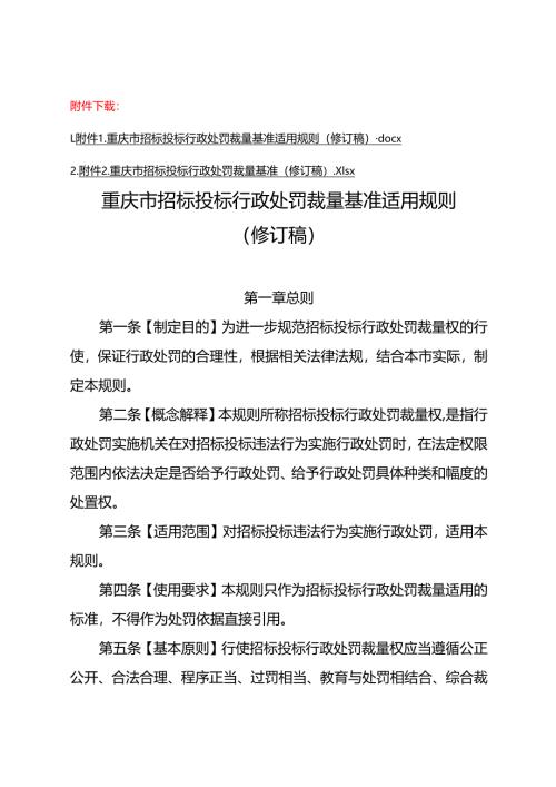 重庆市招标投标行政处罚裁量基准适用规则（修订稿）.docx