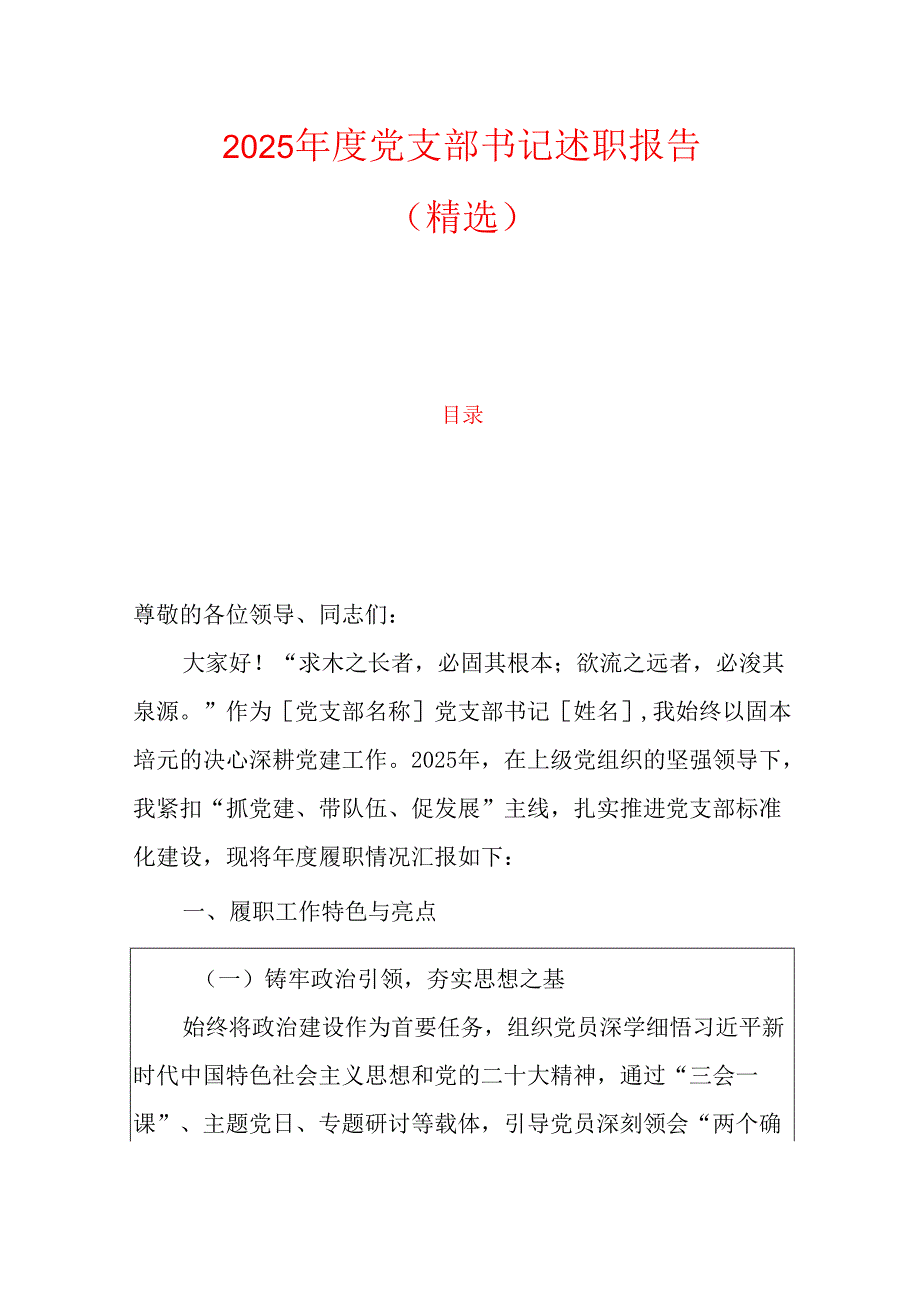 2025 年度党支部书记述职报告.docx_第1页