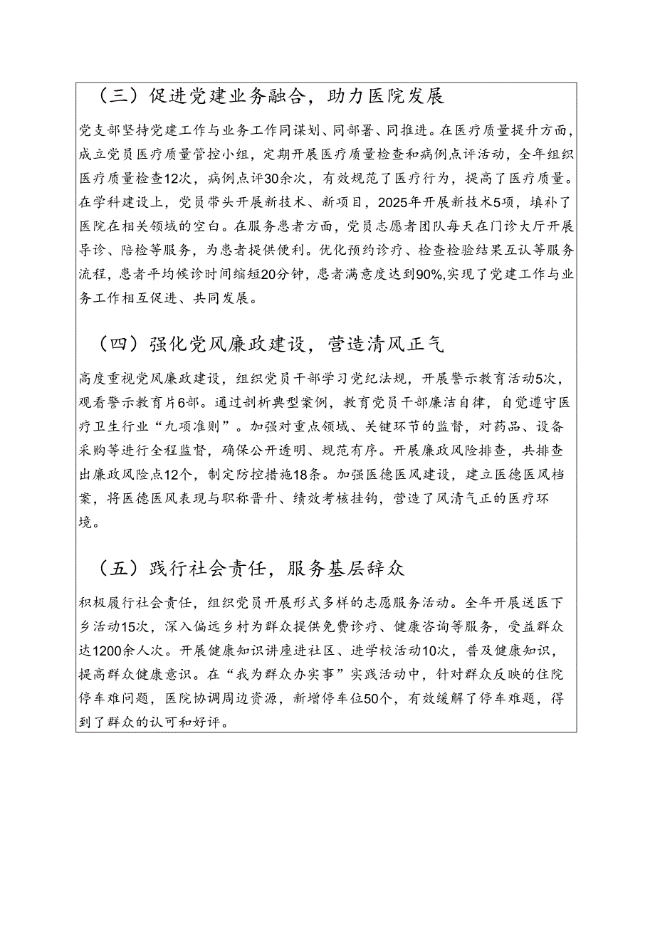 1.XX 医院党支部 2025 年党建工作总结及下一步计划（最新版）.docx_第2页