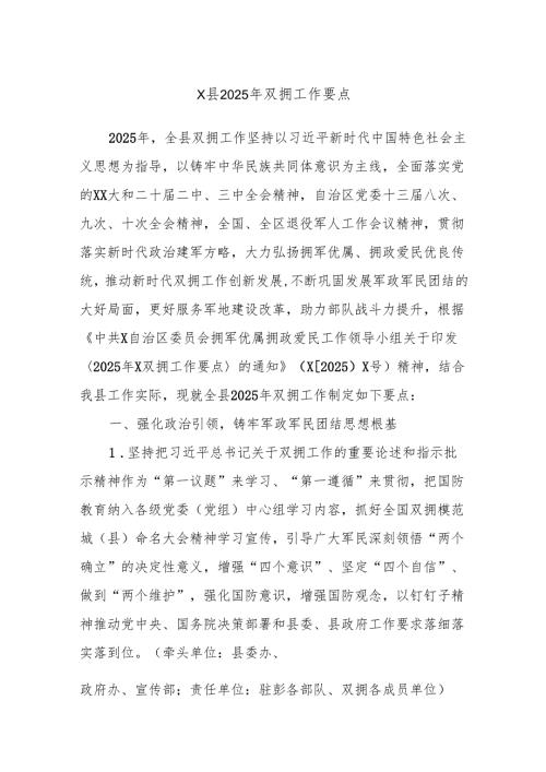 X县2025年双拥工作要点.docx