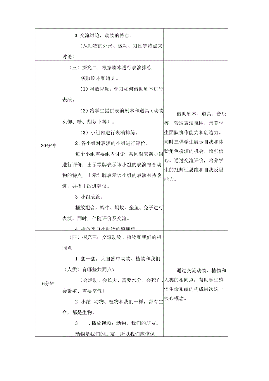 2025新教科版一年级科学下册第二单元第六课动物联欢会教学设计.docx_第3页