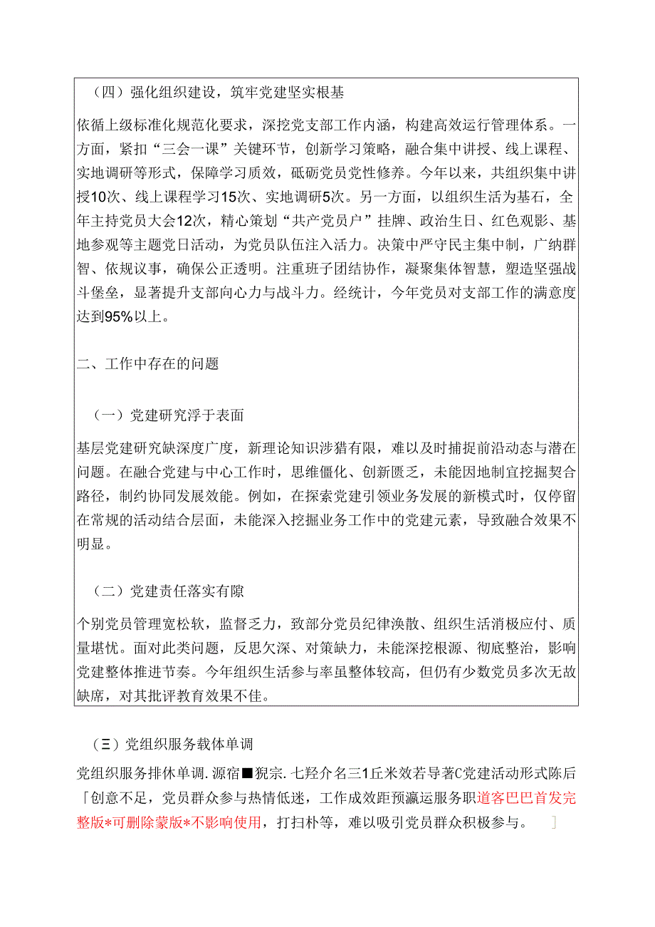 2025党支部书记抓基层党建述职报告 .docx_第3页