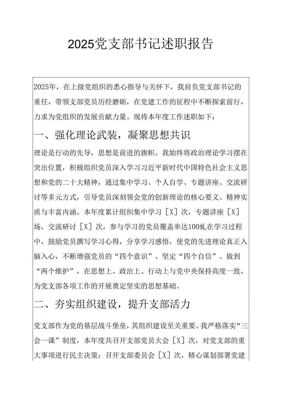 2025党支部书记述职报告 (精选).docx_第1页