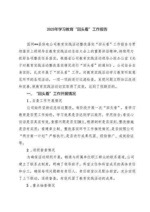 2025年学习教育“回头看”工作报告精选（3篇）.docx