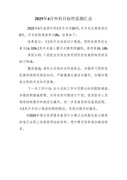 2025年4月外科目标性监测汇总.docx