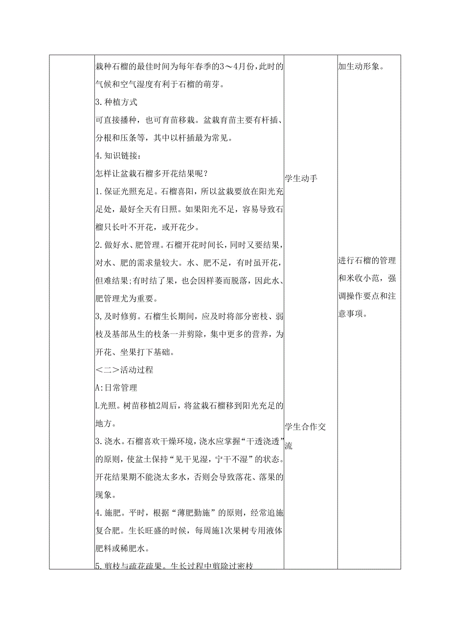 2025-2026学年人民版五年级下册劳动教学设计(第4课)石榴管理与采收.docx_第2页