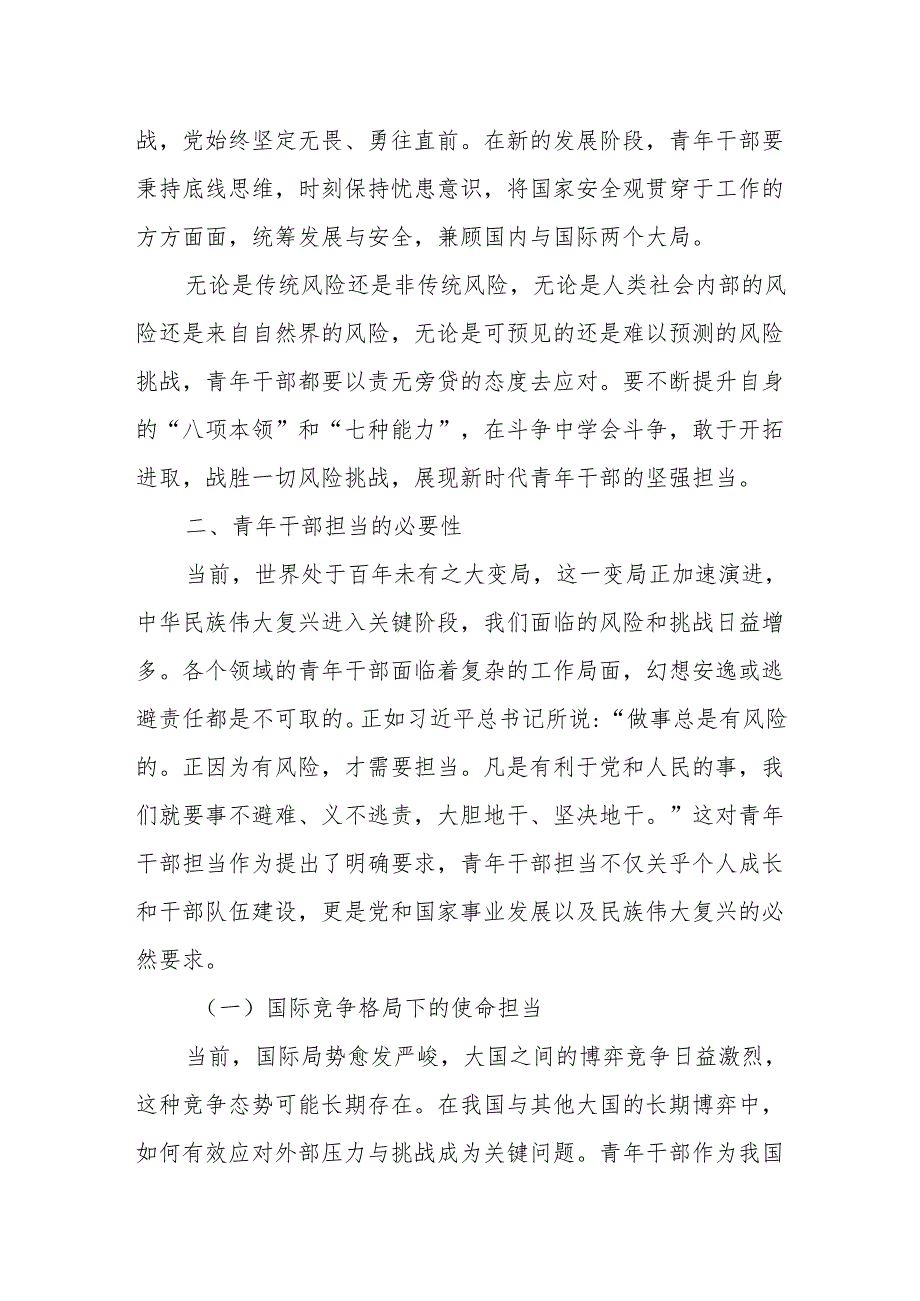 2025年青年干部专题党课讲稿：新时代青年干部的担当与使命.docx_第3页