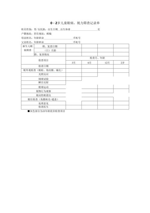 0-2岁儿童眼病、视力筛查记录单.docx