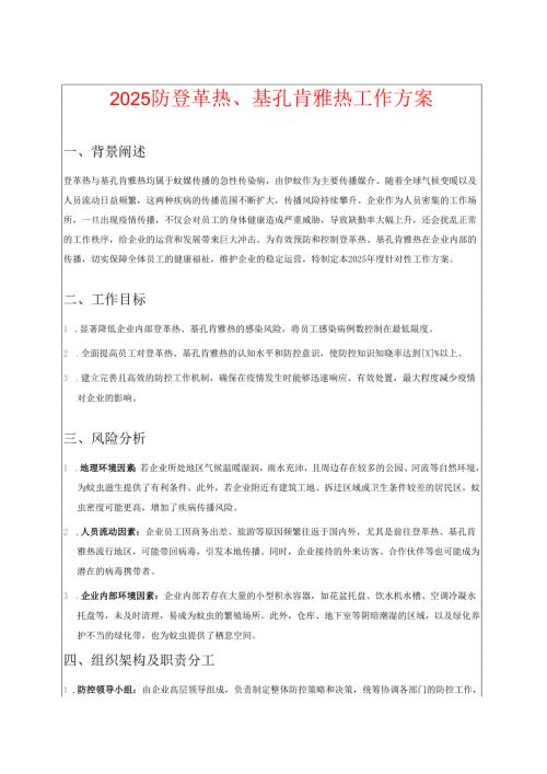 2025 防登革热、基孔肯雅热工作方案.docx