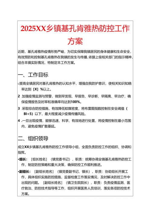 2025XX乡镇基孔肯雅热防控工作方案.docx