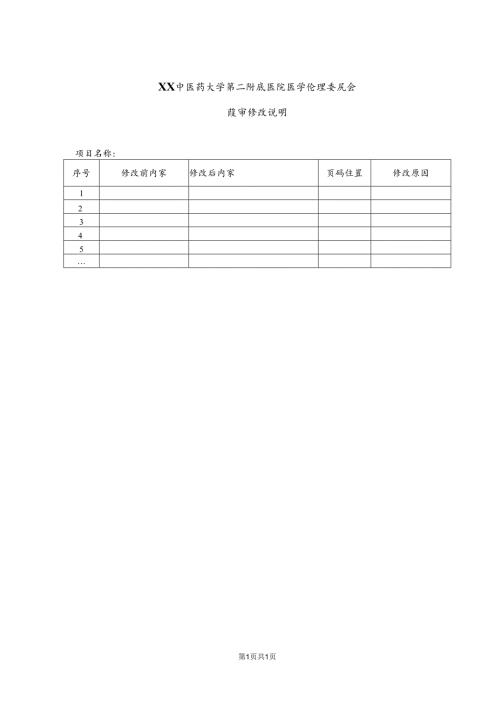 XX中医药大学第二附属医院医学伦理复审修改说明（2025年）.docx
