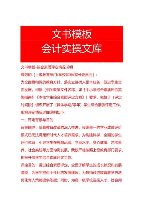 文书模板-综合素质评定情况说明.docx