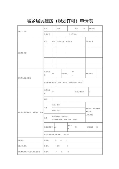 城乡居民建房（规划许可）申请表.docx