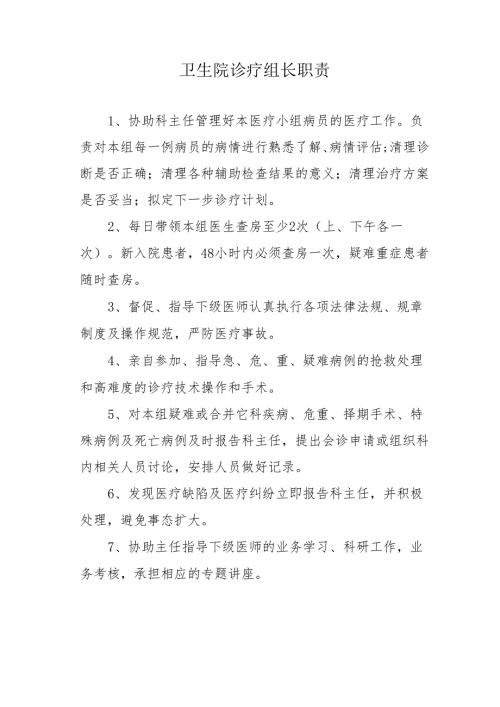 卫生院诊疗组长职责.docx