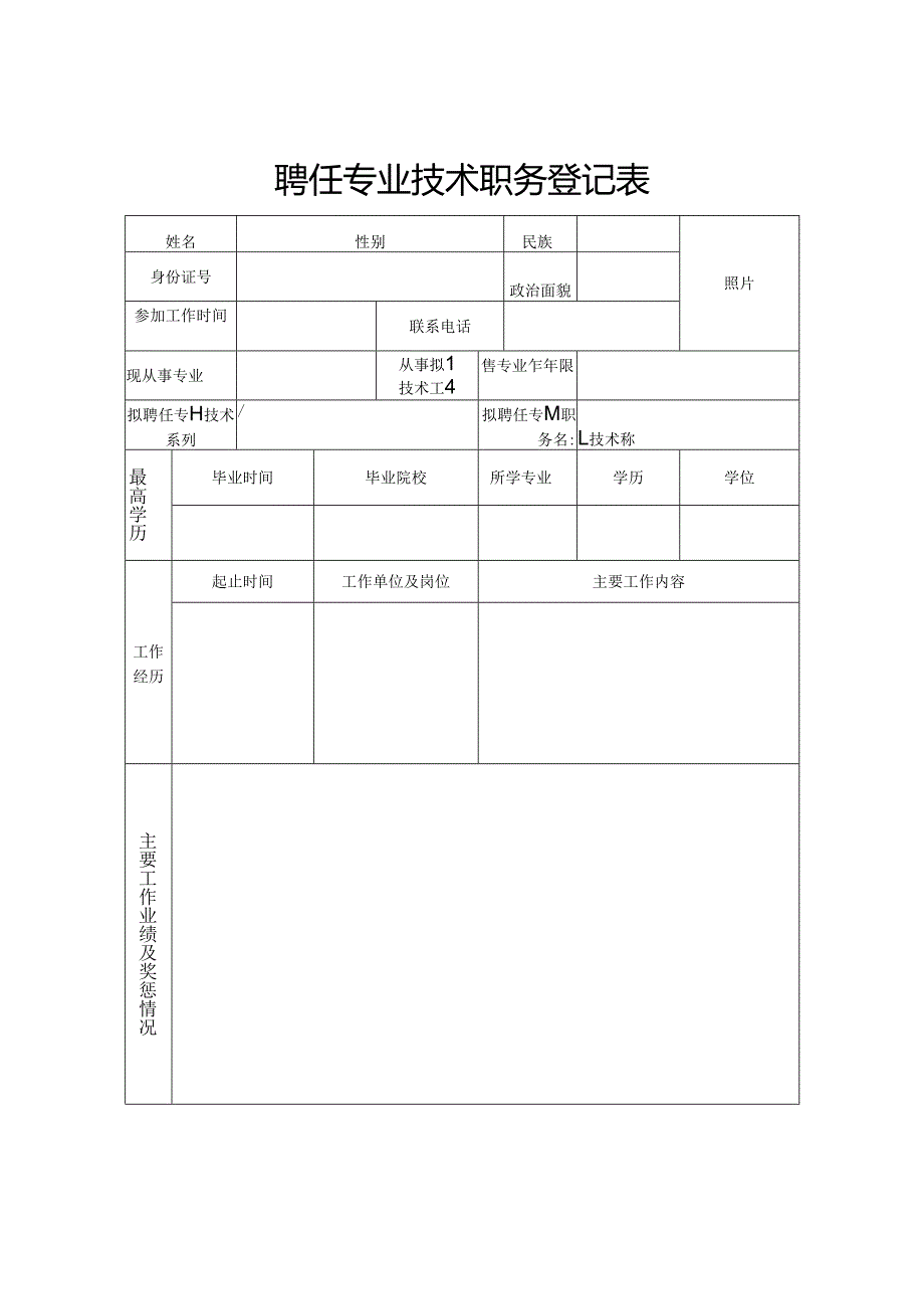应聘任专业技术职务登记表（2025年XX中医药大学第二附属医院）.docx_第1页