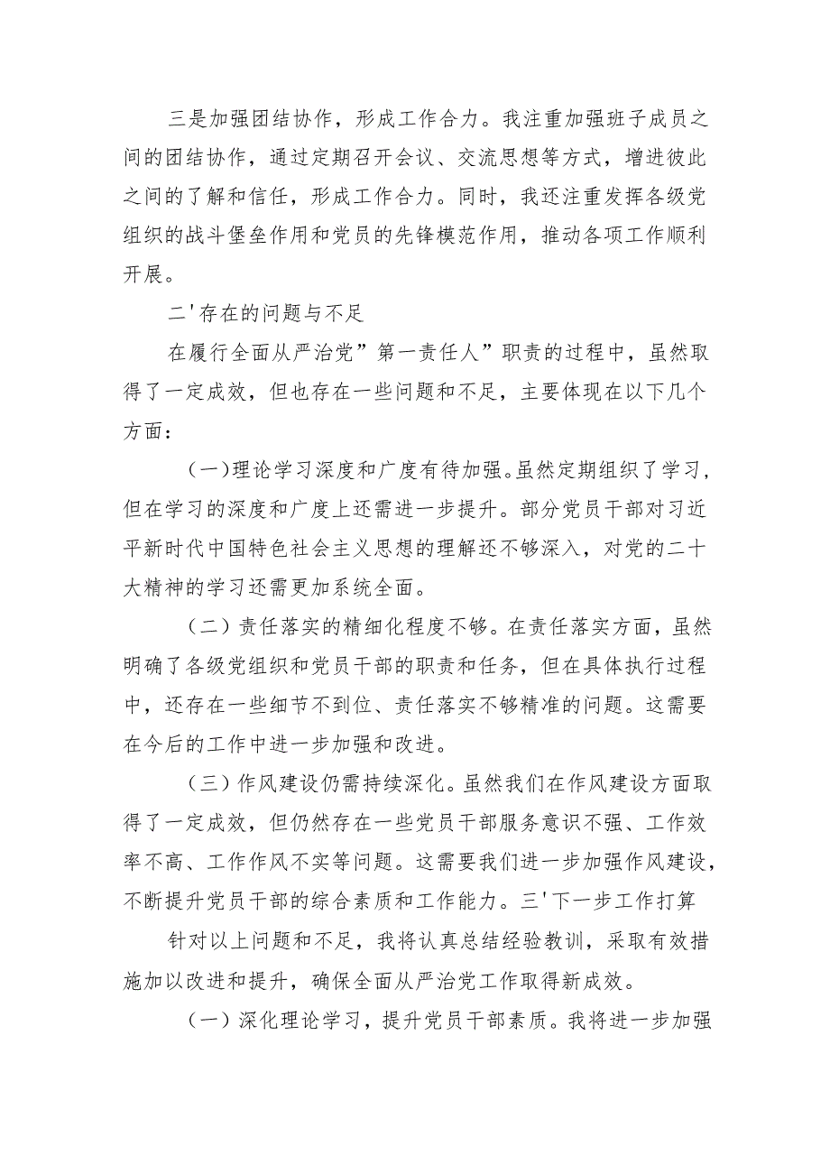 领导个人2025年上半年推动全面从严治党情况报告材料.docx_第3页