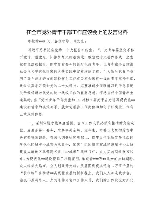 在全市党外青年干部工作座谈会上的发言材料1.docx