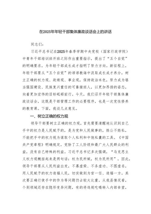 在2025年年轻干部集体廉政谈话会上的讲话.docx