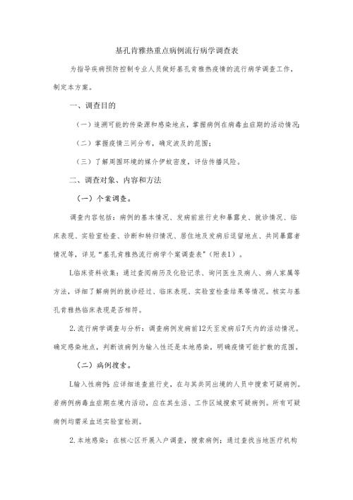 基孔肯雅热重点病例流行病学调查表模板.docx