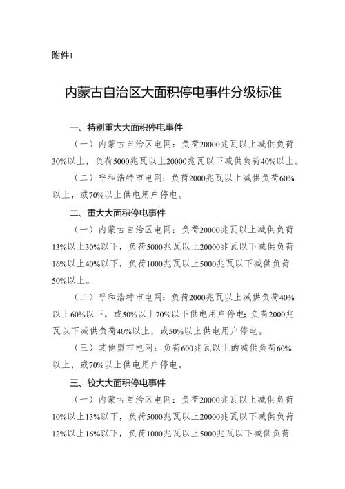 内蒙古自治区大面积停电事件分级标准.docx