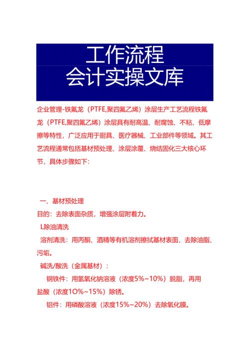 企业管理-铁氟龙（PTFE聚四氟乙烯）涂层生产工艺流程.docx
