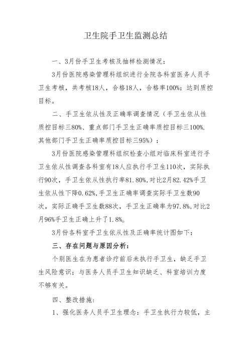 卫生院手卫生监测总结.docx