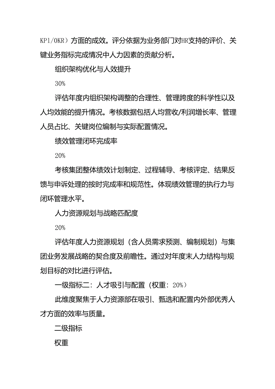 XX集团人力资源部2025年度考核指标方案（精品）.docx_第3页
