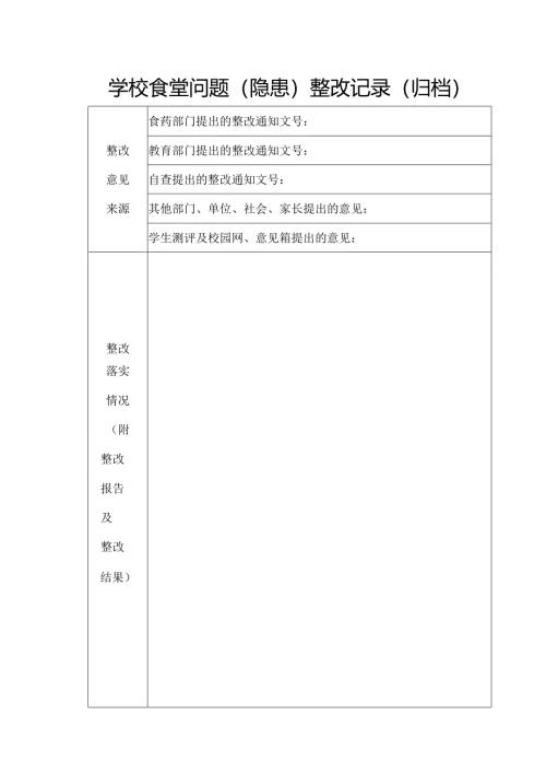 大中小学校食堂学校食堂问题(隐患)整改记录表格A4.docx