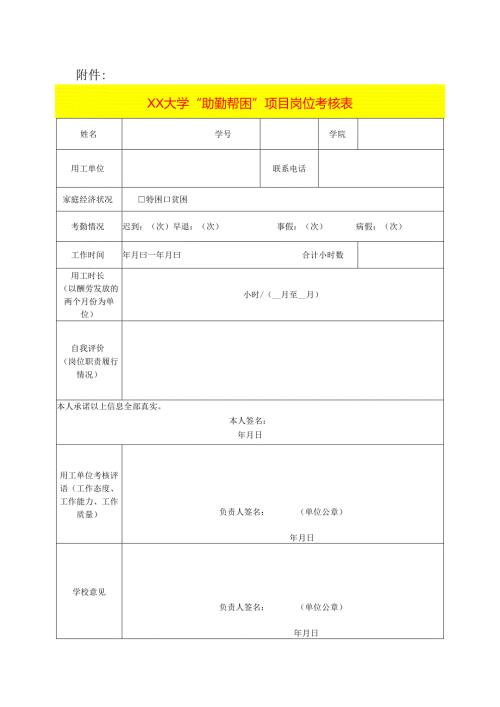 大学生“助勤帮困”项目岗位考核表.docx