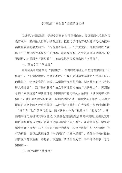 学习教育“回头看”自查情况汇报(精选三篇).docx