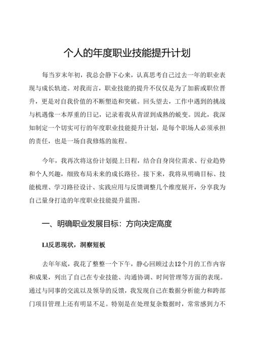 个人的年度职业技能提升计划.docx