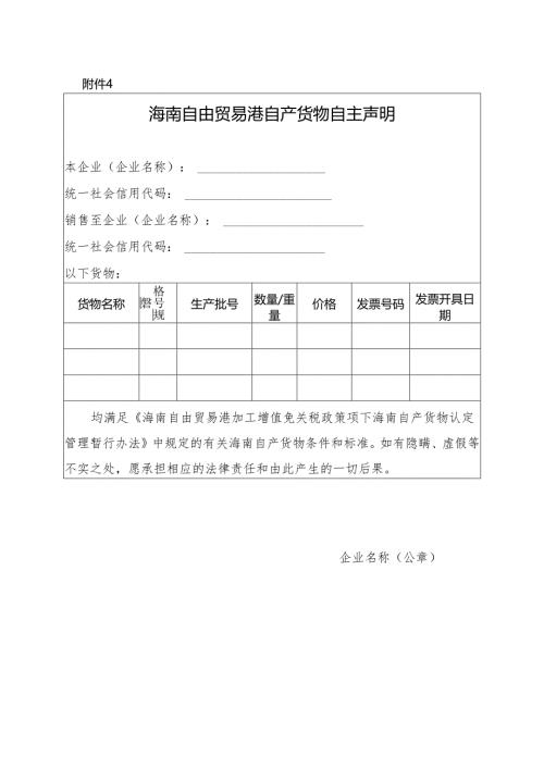 海南自由贸易港自产货物自主声明.docx