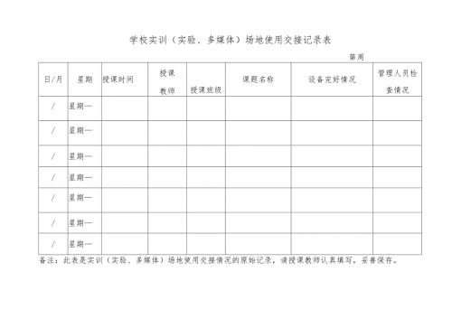 学校实训（实验、多媒体）场地使用交接记录表.docx