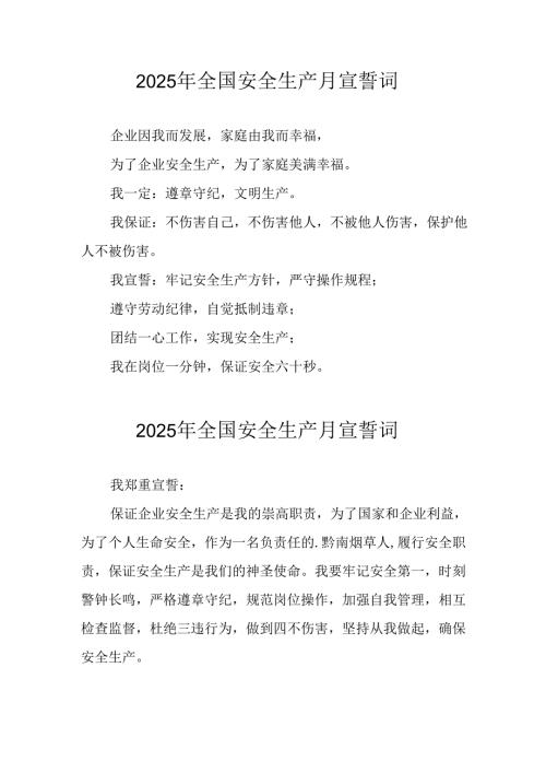 2025年《安全生产月》个人宣誓词 （7份）_67.docx